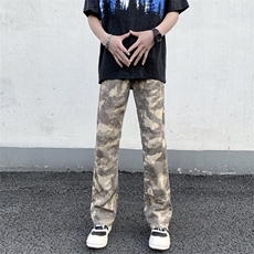 沙漠风直筒裤原宿迷彩休闲裤男女美式高街潮牌长裤NK077-P58，男装休闲裤，电商D202