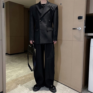 红小众立体垫肩廓形收腰西装男夜店男模轻奢西服XZ0090P130图片