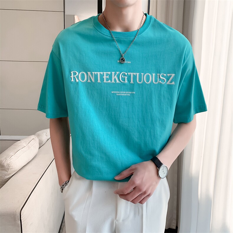 2024夏季新款轻奢风休闲大码潮牌宽松圆领短袖T恤男2087-p43,男装T恤,电商D303
