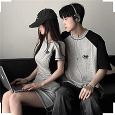 C307女P60男P452024男运动复古T恤连衣裙高腰显瘦A字裙情侣装，男装T恤，星座512-6