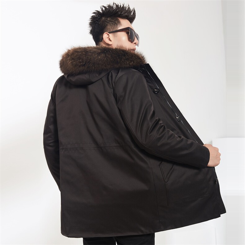 2023冬季新款派克服男中长款貂皮大衣美洲貉子毛领连帽P1250，男装皮衣，电商B360