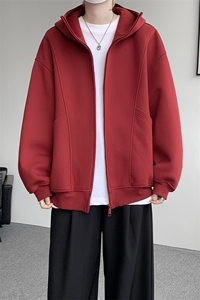 8XL-M 休闲复古潮美式重磅连帽宽松安克拉红色卫衣外套WY34P8图片