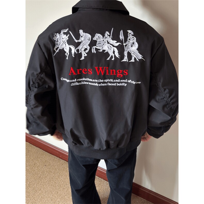 网图有货美式街头战马刺绣飞行夹克男女宽松百搭外套A846-P68，男装夹克，星座1505