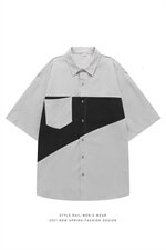 2021年夏季新款拼接衬衫男白底平铺宽松衬衫DS-C407-CS304-P35，男装衬衫，电商C323-1