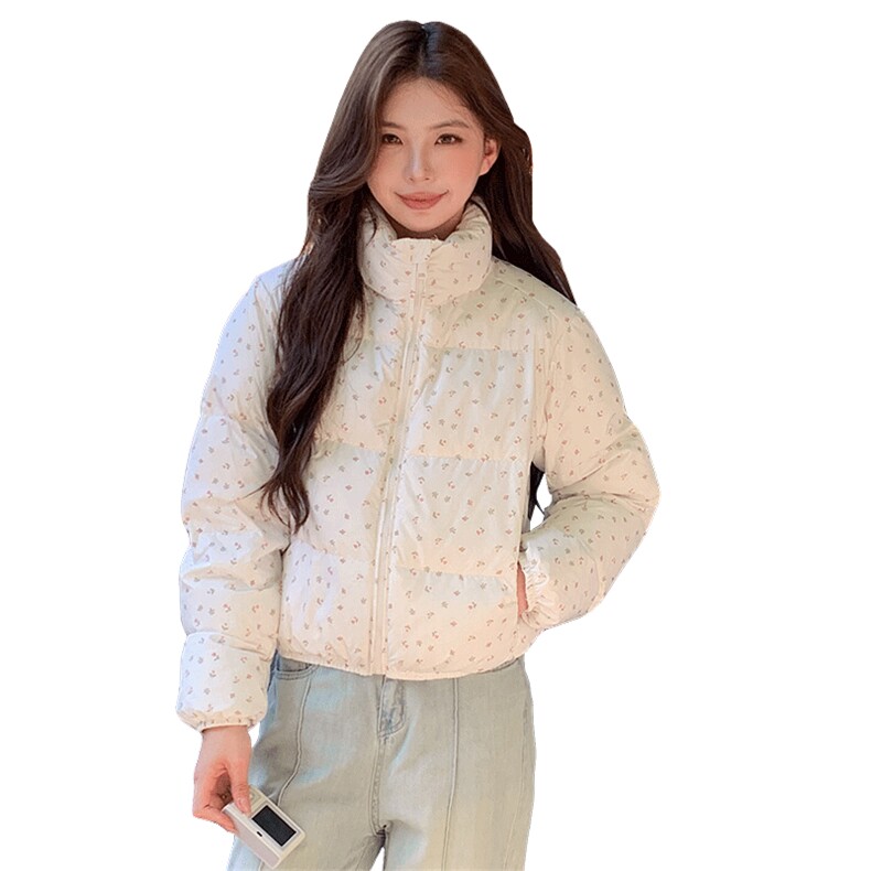 时尚欧货连帽羽绒服女2024新款小个子宽松减龄白鸭绒面包服短外套,女装羽绒服,浙宝281