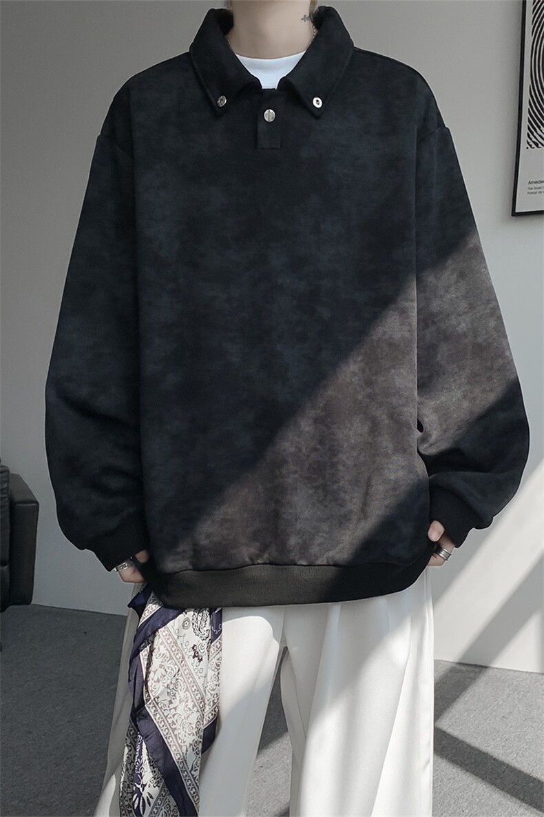 现货WY10170-特P48加绒P58设计感可拆卸丝巾百搭大码卫衣小众,男装卫衣,电商A059