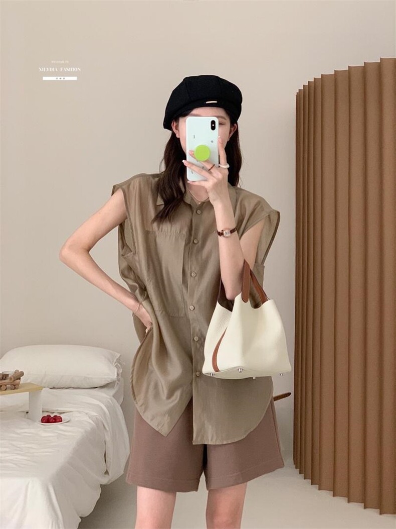 防晒套装女薄款欧洲站夏季2022新款欧货衬衫阔腿短裤两件,女装职业装,香丽迪1