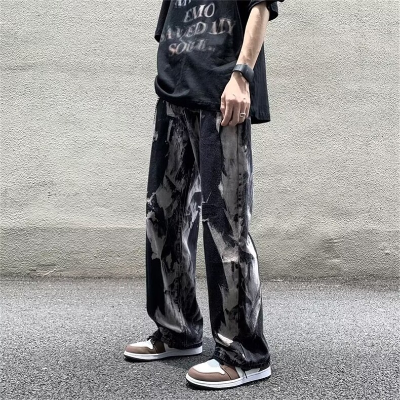 ins暗黑系渲染渐变牛仔裤男四季扎染直筒裤Z30P42,男装牛仔裤,星座1116-2