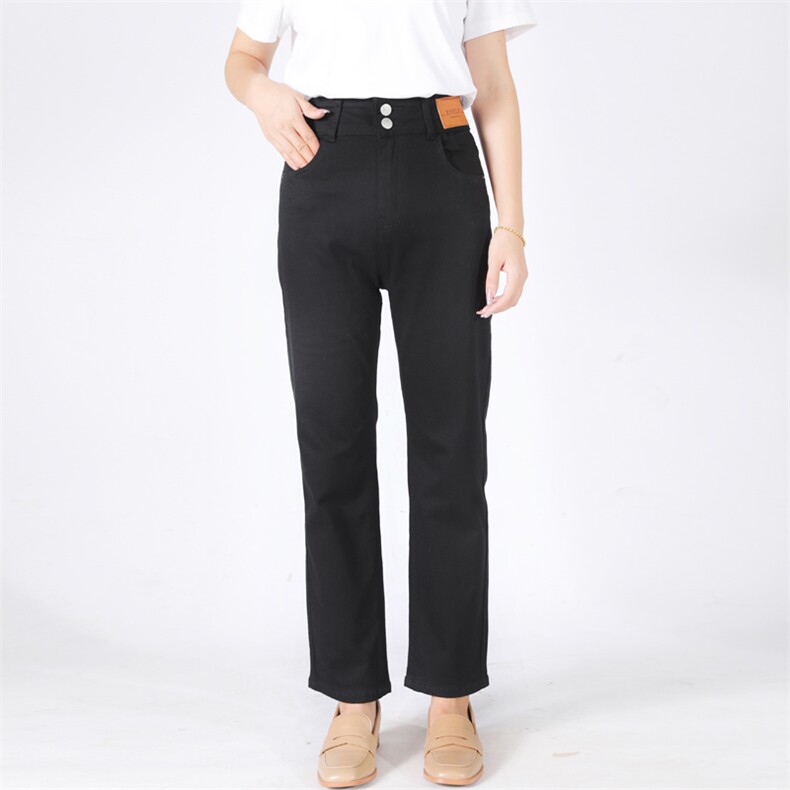 时尚高腰显瘦黑色牛仔裤女新款百搭气质休闲长裤，女装牛仔裤，宛庄羊绒