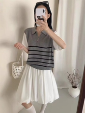 高档夏季新款t恤女短袖圆领宽松休闲正肩穿搭简约洋气小众ins，女装T恤，唐诺