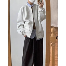 复古简约纯色棒球服外套男宽松百搭休闲夹克卫衣513AWY2467P55，男装夹克，星座513A