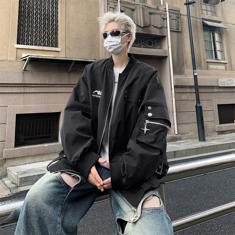 现货 2023秋季设计感棒球服外套美式高街情侣潮牌夹克 W7743-P65图片