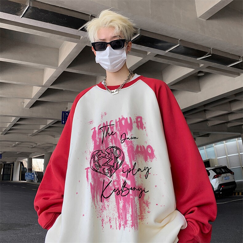 抖音得物高品质重磅二开全棉阔版支持退换360克插肩圆领卫衣0105,男装卫衣,电商A486