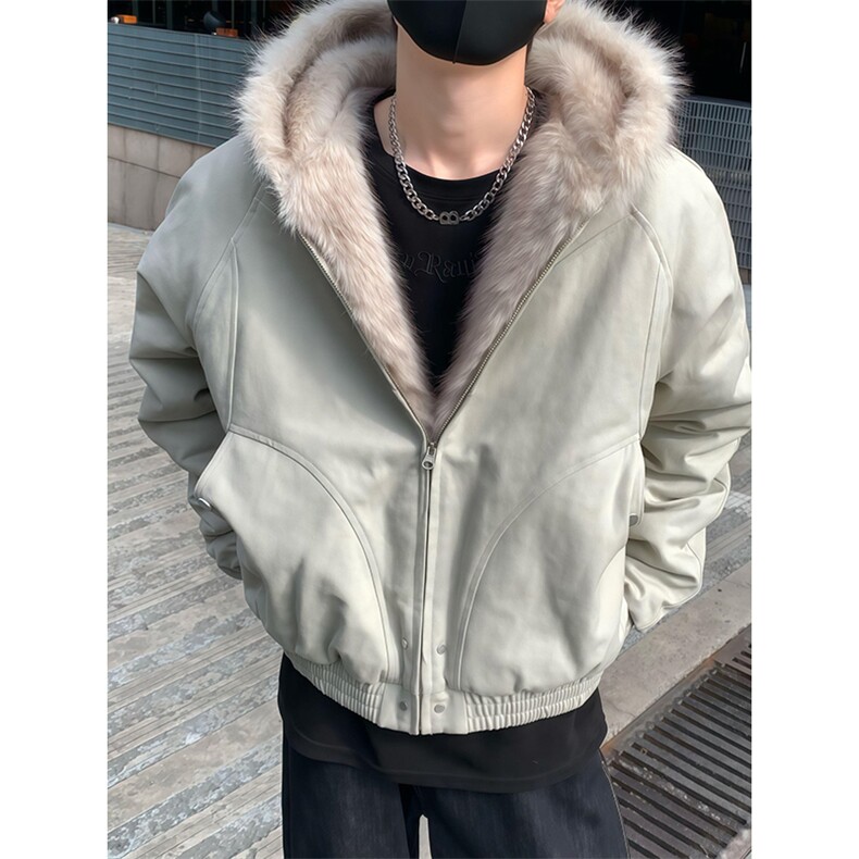 现货高品质美式高街冬季重磅硬挺短款座山雕毛领棉衣男女加厚外套,男装棉衣,电商A486