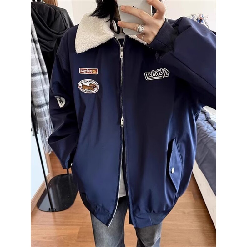 【有货】DM69-P85美式羊羔绒外套男女冬季防寒加厚服棒球服棉服,男装棉衣,星座603-2