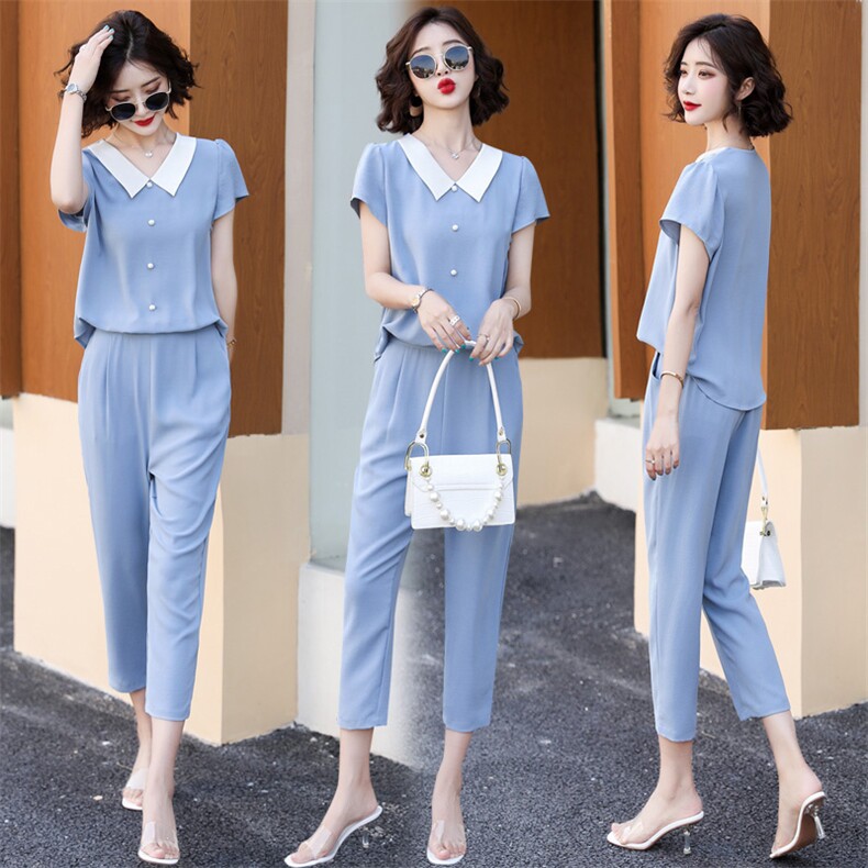 雪纺连体裤女夏装百搭髦套装显瘦连体裤小个子连身裤，女装连体裤，辉之琳