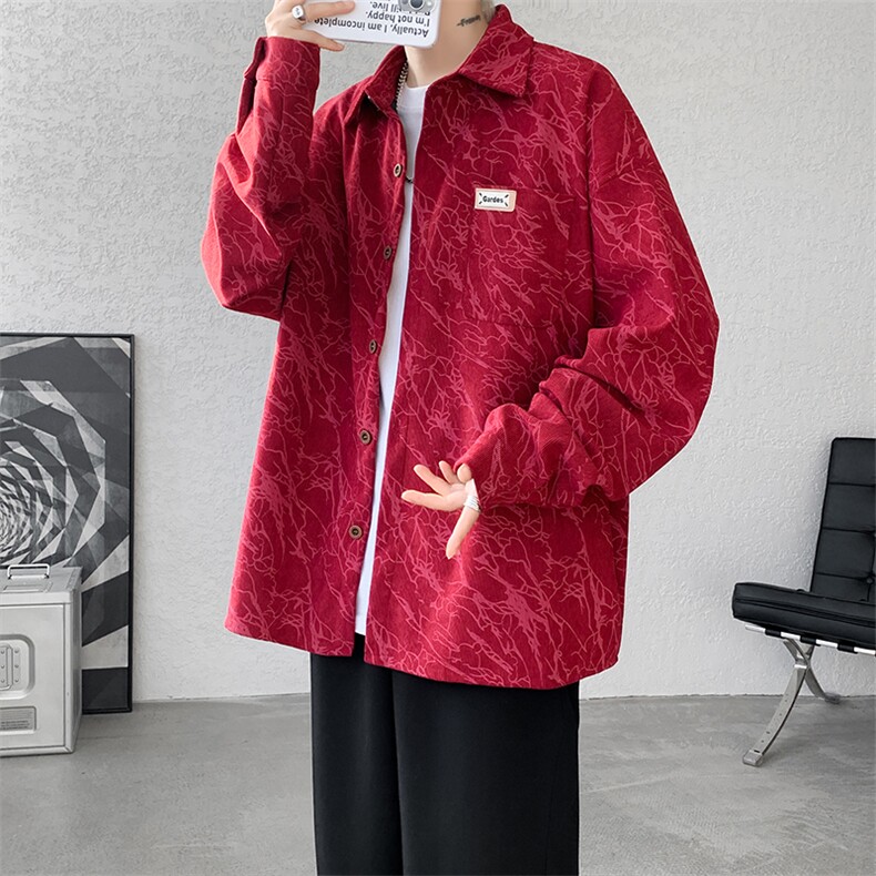 现货10059-P40控68百搭大码衬衫男春季新款港宽松长袖外套,男装衬衫,电商A059