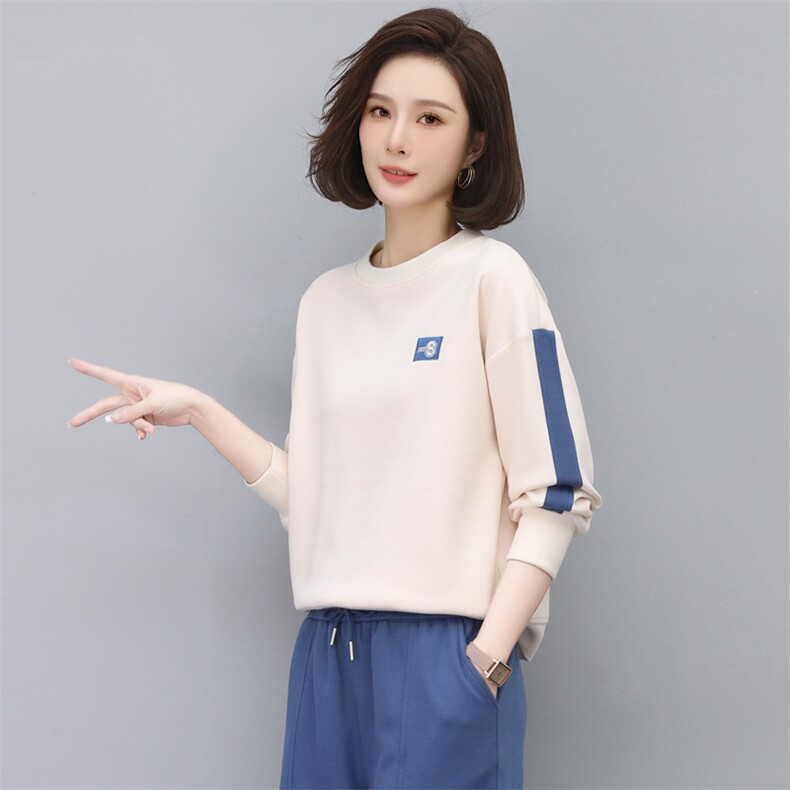 时尚撞色宽松卫衣女新款韩版百搭显瘦长袖上衣学生休闲外套潮,女装卫衣/绒衫,依恋蒂丝