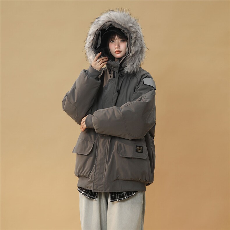 中性风连帽可脱卸毛领工装棉衣男大码潮流棉衣男MY77917P138控198，女装棉衣/棉服，星座226-1