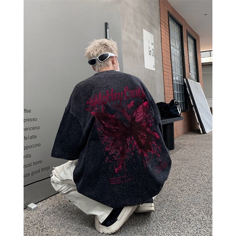 潮牌宽松短袖t恤蜡染美式复古高街水洗做旧517A-2-SX281-P38,男装T恤,星座517A-2