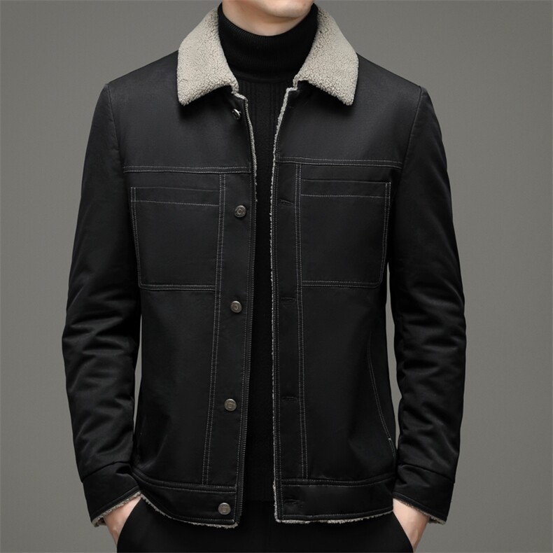 2023冬季新款中年男士翻领棉服男爸爸冬装纯色外套YL5858-P310,男装棉衣,电商B212（原钱塘6029）