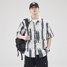 定织提花泡泡纱面料定制图案男休闲衬衫外套A329-Z237-P65，男装衬衫，电商A329
