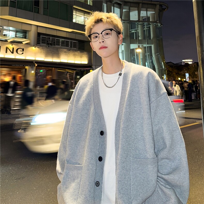 开衫毛衣男慵懒风破洞针织衫外套A086-MY2632-P65图片