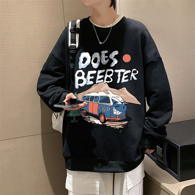 S6269-P28秋季圆领卫衣男大码韩版宽松长袖外套,男装卫衣,电商A040