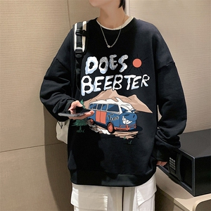 S6269-P28秋季圆领卫衣男大码韩版宽松长袖外套