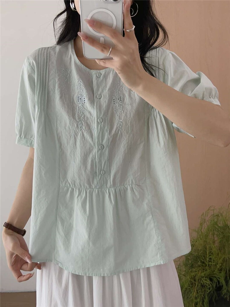 新款纯色短袖圆领简约修身套头上衣女,针织衫/毛衣,洛丽兰可