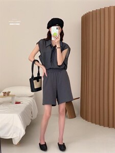 防晒套装女薄款欧洲站夏季2022新款欧货衬衫阔腿短裤两件图片
