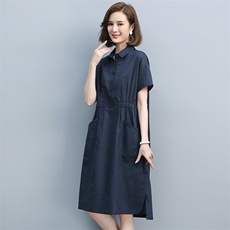 大码女装连衣裙2024新款夏季胖mm显瘦遮肉遮肚V领妈妈减龄裙子，女装连衣裙，丽影随形