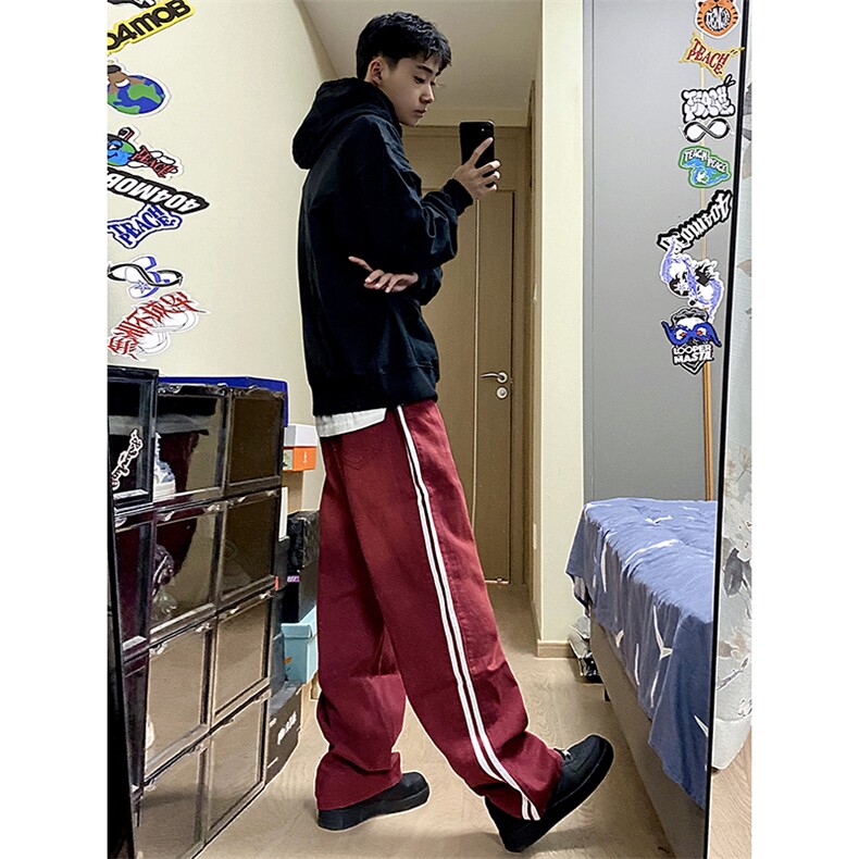 B221美式ins高街暗黑小众宽松直筒运动牛仔裤LK23139-P65控88,男装牛仔裤,电商B221