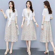 2021夏季新款简约时尚优雅气质修身显瘦碎花吊带连衣裙，女装连衣裙，涵亦佰惠