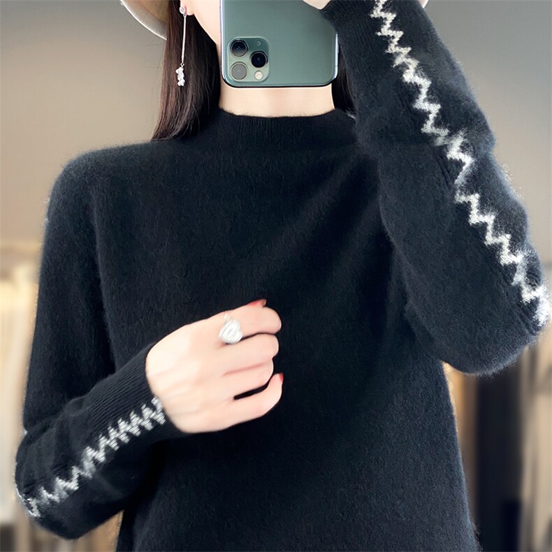 半高领羊毛衫女2024秋冬新款洋气打底衫加厚紧身短款舒适休闲图片
