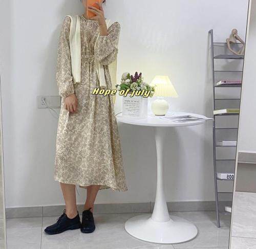 秋季新款碎花连衣裙，女装连衣裙，Hope of July