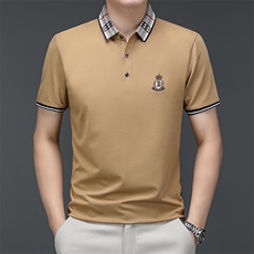 男夏季免烫短袖t恤男高级感商务polo衫休闲半袖体恤HMQ353-P58，男装Polo衫，星座1105-3