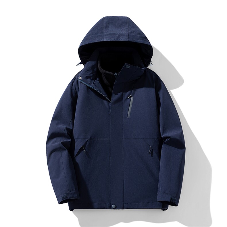 冬季三合一外套日系连帽男装青年夹克户外防水冲锋衣外套6152-P90,男装夹克,星座1403A