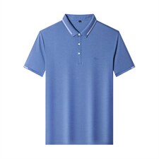 丝光棉短袖T恤男翻领纯色POLO衫夏季中年男士休闲百搭体恤衫男装，男装T恤，电商B212（原钱塘6029）