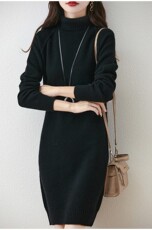 2025年秋季通勤七针中长高领时尚百搭通勤简约，女装羊毛衫，秀阁羊绒