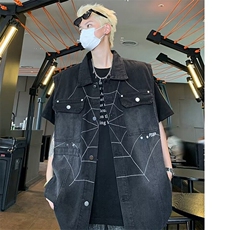 2025新款蜘蛛刺绣牛仔马甲背心MJ604，男装背心/马甲，星座1108