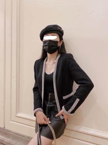 秋装新款气质重工珍珠镶边洋气毛呢外套，女装毛呢外套，紫燕千娇