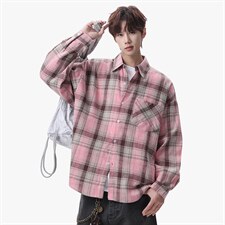 衬衫男春季新款港风宽松磨毛大码格子长袖衬衣CS606-特P28，男装衬衫，星座214-3