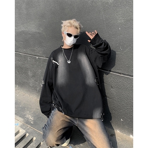 美式复古撞色破坏感卫衣男上衣情侣WY0103-P43图片