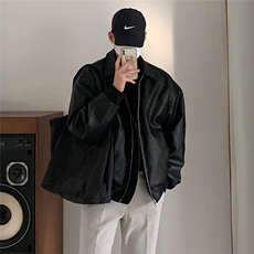 皮衣外套男春秋款加厚复古夹克韩版潮牌痞帅翻领宽松机车服PW638，男装夹克，星座1116A（原606A-3）