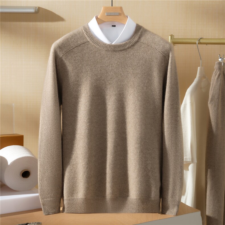 2025年秋季新款百搭马鞍肩圆领，男装羊绒套衫，澳坤羊绒
