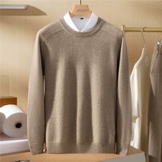 2025年秋季新款百搭马鞍肩圆领，男装羊绒套衫，澳坤羊绒