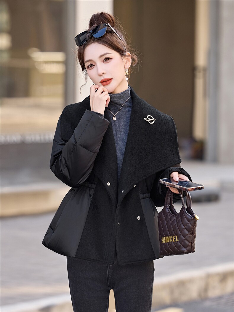 气质大翻领羽绒服2025年冬季新款小个子洋气减龄超好看短款外套,女装羽绒服,拾衣