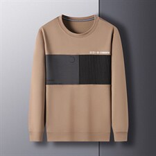 卫衣春秋季2023新款男商务休闲潮流宽松长袖圆领纯色印花上衣薄款，男装卫衣，电商B212（原钱塘6029）