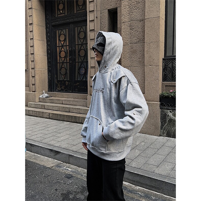 自家图，垫肩cleanfit卫衣男连帽重磅外套设计感小众WYB01-P60图片